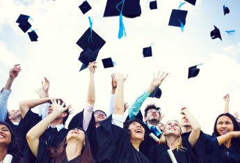 Graduation Caps Thrown in the Air